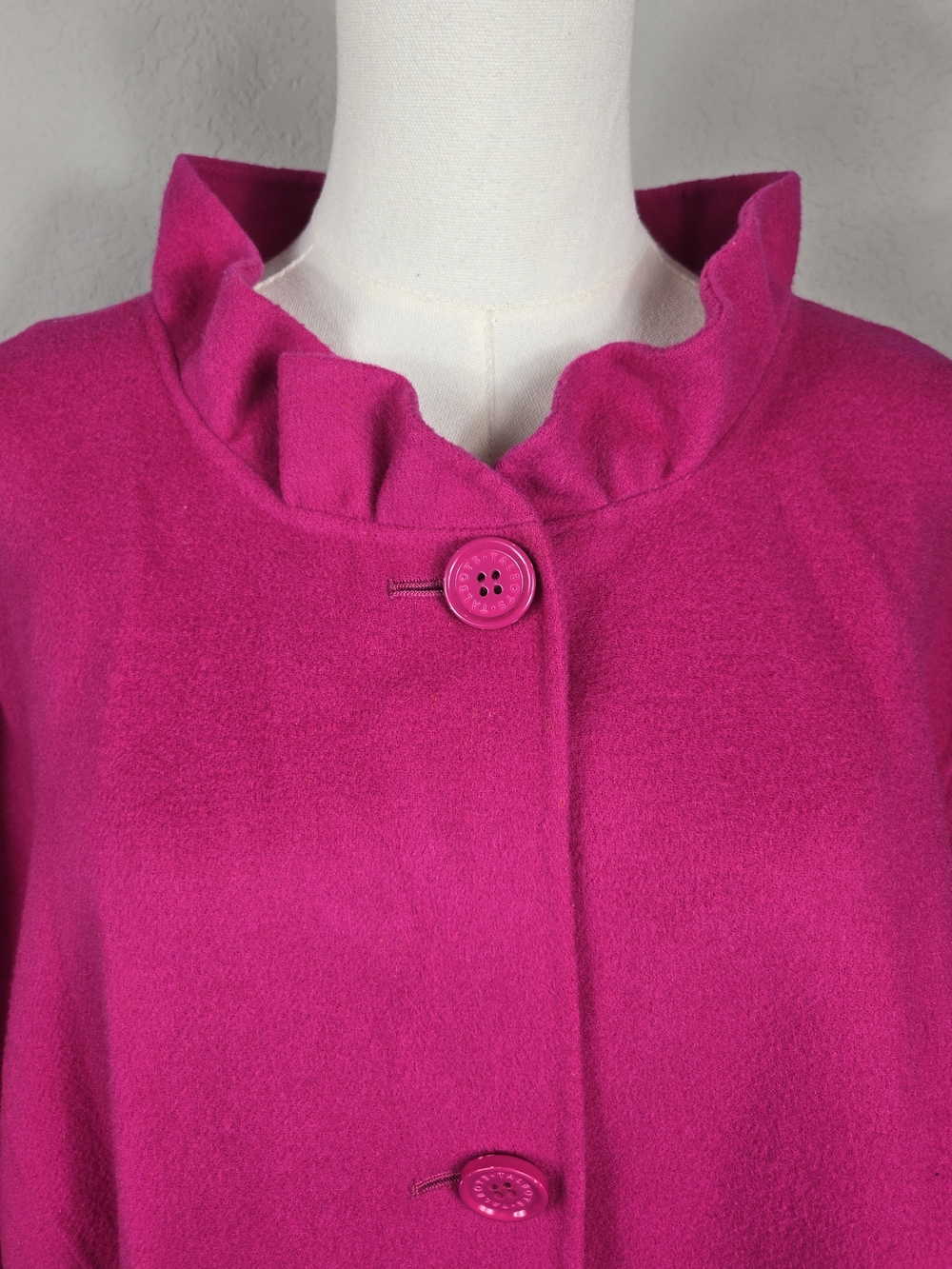 Talbots Hot Pink Wool Blend Ruffle Collar Jacket 22W Plus Size - Picture 3 of 13